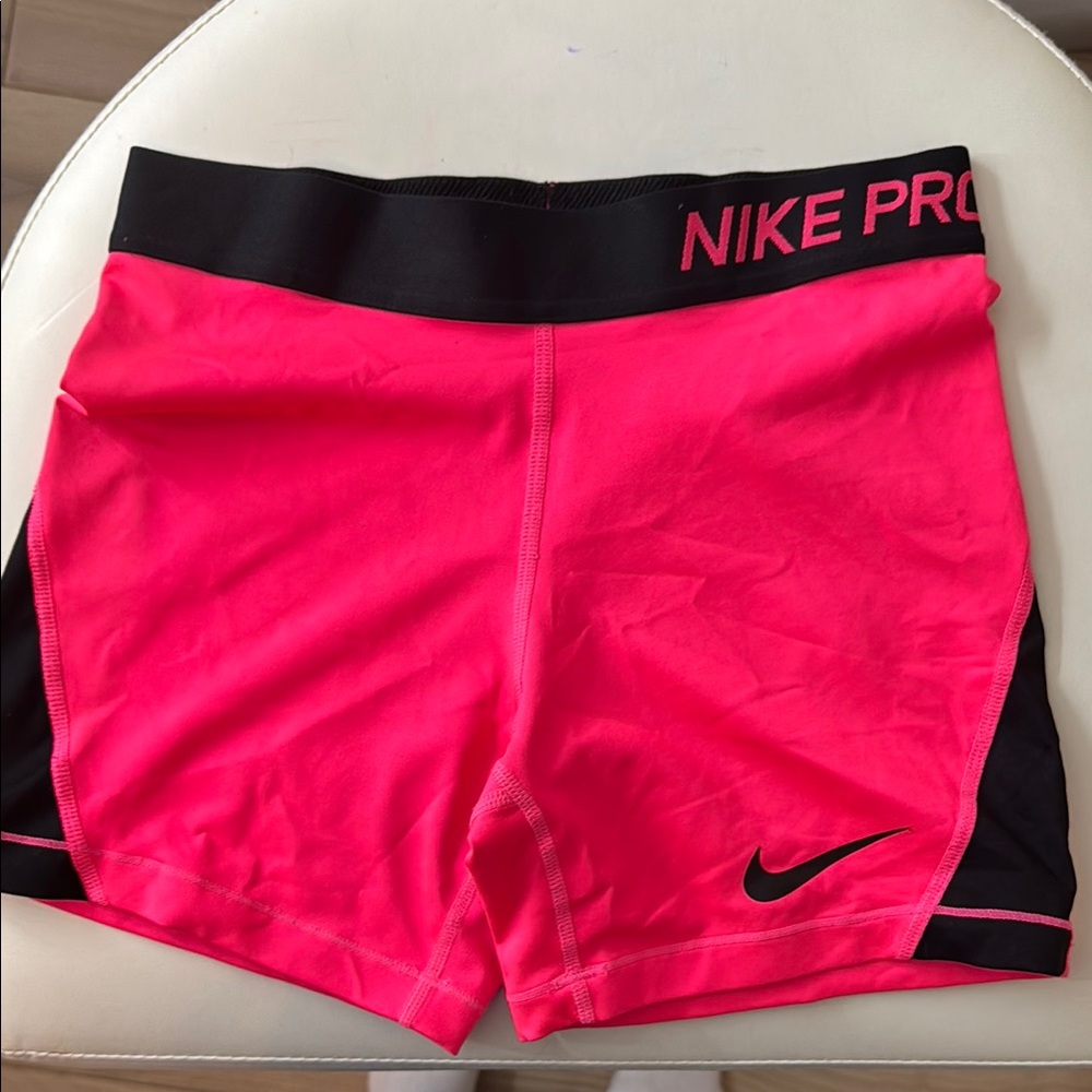Nike Women's Pink and Black Pro Shorts